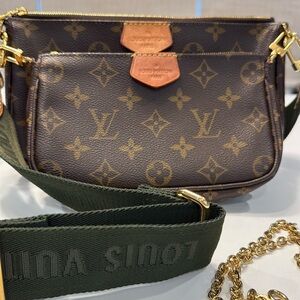 louis vuitton multi pochette green strap crossbody bag